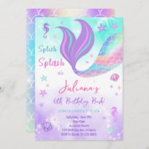 Invitación de cumpleaños a sirena Verde azulada mo