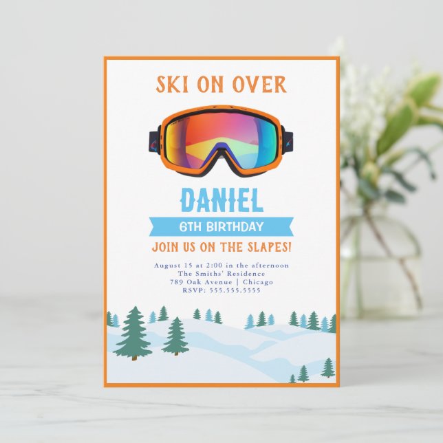 Invitación de cumpleaños a Snowboard (Anverso de pie)