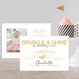 Invitación de cumpleaños a Sparkle y Shine Gem