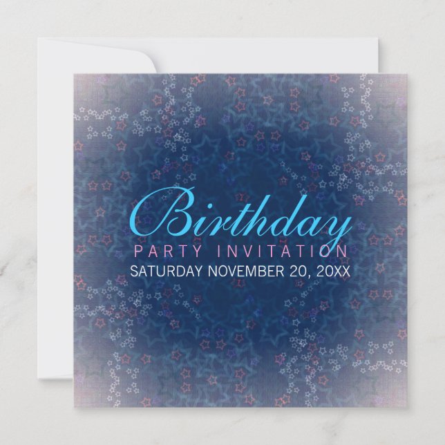 Invitación de cumpleaños a Star Shower (Anverso)