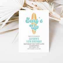 Invitación de cumpleaños a Surf's Up Surfboard Bea
