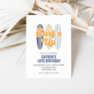 Invitación de cumpleaños a Surf's Up Surfboard Bea