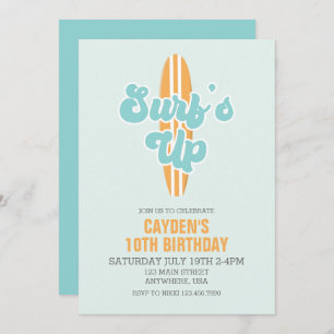 Invitación de cumpleaños a Surf's Up Surfboard Bea