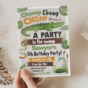 Invitación de cumpleaños a Swamp   Alligador   Coc