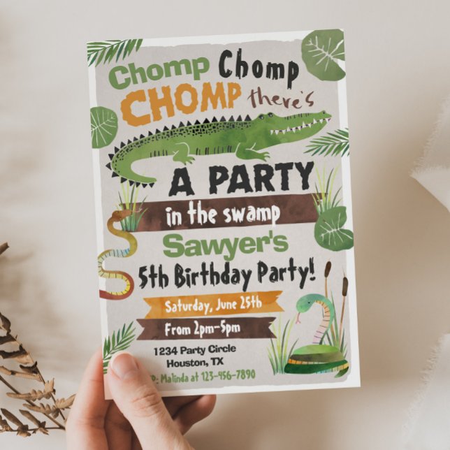 Invitación de cumpleaños a Swamp | Alligador | Coc (Subido por el creador)