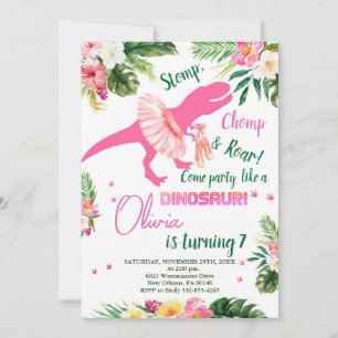Invitación de cumpleaños a T-Rex Tutus, Tutus rosa