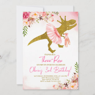 Invitación de cumpleaños a T-Rex Tutus, Tutus rosa