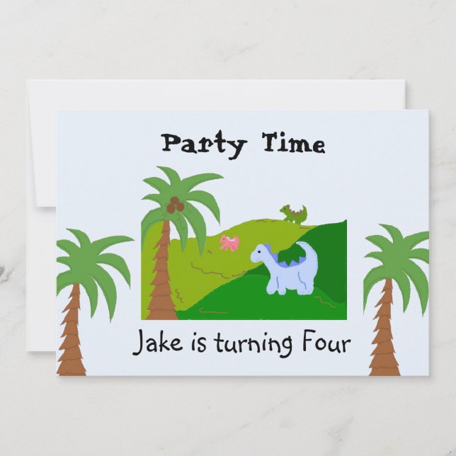 Invitación de cumpleaños a Tierra de Dinosaurios (Anverso)