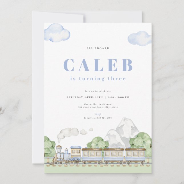 Invitación de cumpleaños a todo el tren azul a bor (Anverso)