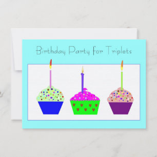Invitación de cumpleaños a Triplets Cupcake