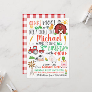 Invitación de cumpleaños a un agricultor de acuare