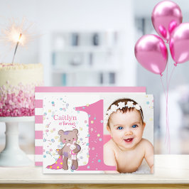 Invitación de cumpleaños a un bebé rosado