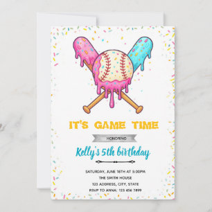 Invitación de cumpleaños a un beisbol con gota de 