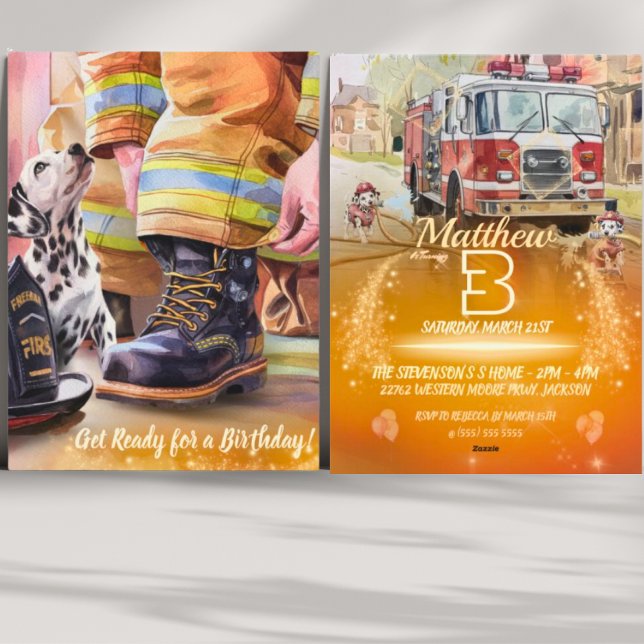 Invitación de cumpleaños a un bombero de cachorros (Subido por el creador)
