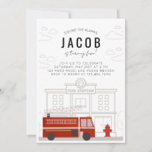 Invitación de cumpleaños a un camión de bomberos