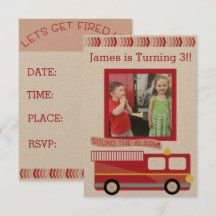 Invitación de cumpleaños a un camión de bomberos