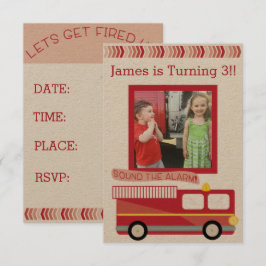 Invitación de cumpleaños a un camión de bomberos