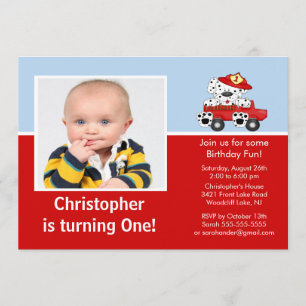 Invitación de cumpleaños a un camión de bomberos D