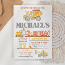 Invitación de cumpleaños a un camión de volcado de