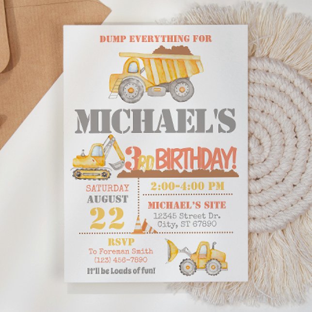Invitación de cumpleaños a un camión de volcado de (Subido por el creador)