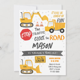 Invitación de cumpleaños a un camión de volcado de