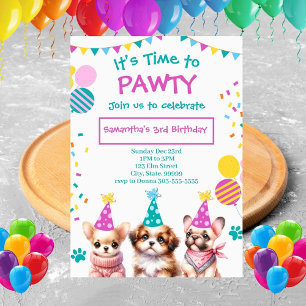 Invitación de cumpleaños a un Chica de cachorros "