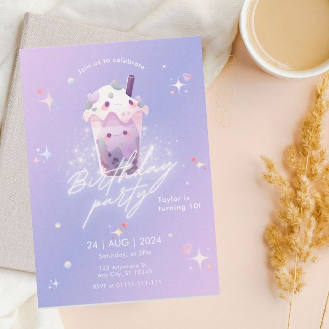 Invitación de cumpleaños a un Chica de té de Taro  (Subido por el creador)