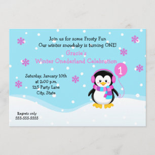 Invitación de cumpleaños a un Chica pingüino