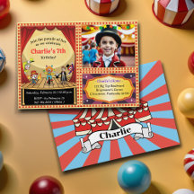 Invitación de cumpleaños a un circo Personalizado