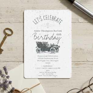 Invitación de cumpleaños a un coche antiguo