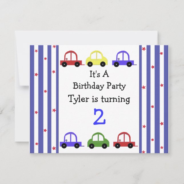 Invitación de cumpleaños a un coche de Carreras co (Anverso)