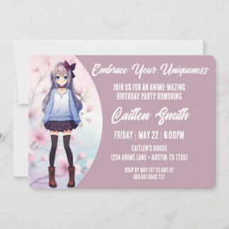 Invitación de cumpleaños a un Fiesta anime japonés