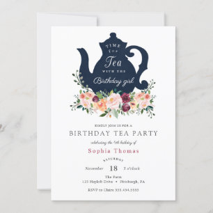 Invitación de cumpleaños a un Fiesta de té