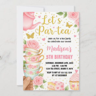 Invitación de cumpleaños a un Fiesta de té con equ