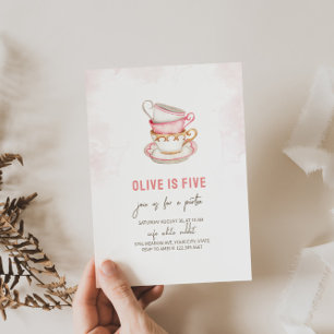 Invitación de cumpleaños a un Fiesta de té minimal