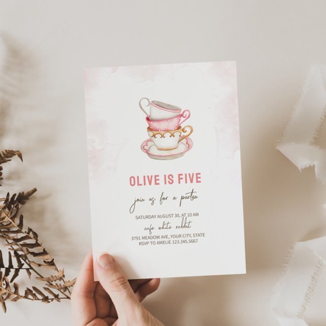 Invitación de cumpleaños a un Fiesta de té minimal (Subido por el creador)