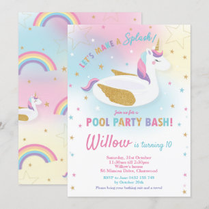 Invitación de cumpleaños a un Fiesta de una piscin