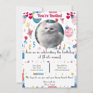 Invitación de cumpleaños a un gato Mascota persona