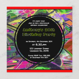 Invitación de cumpleaños a un graffiti