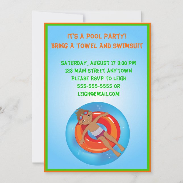 Invitación de cumpleaños a un grupo de niños afroa (Anverso)