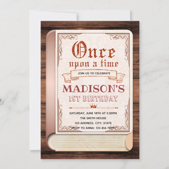 Invitación de cumpleaños a un libro de cuento de h (Anverso)