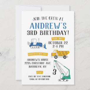 Invitación de cumpleaños a un lugar de construcció