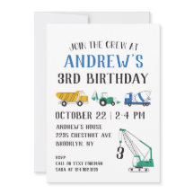 Invitación de cumpleaños a un lugar de construcció