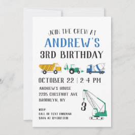 Invitación de cumpleaños a un lugar de construcció