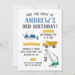 Invitación de cumpleaños a un lugar de construcció