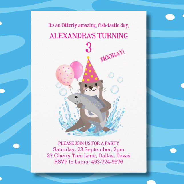 Invitación de cumpleaños a un mar de Chica rosado (Subido por el creador)