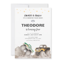 Invitación de cumpleaños a un monstruo de aplastam