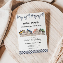 Invitación de cumpleaños a un monstruo de choque d