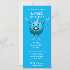 Invitación de cumpleaños a un Monstruo Fluffy Cute