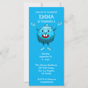 Invitación de cumpleaños a un Monstruo Fluffy Cute